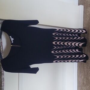 Danny & Nicole Black Dress with Patterned Skirt